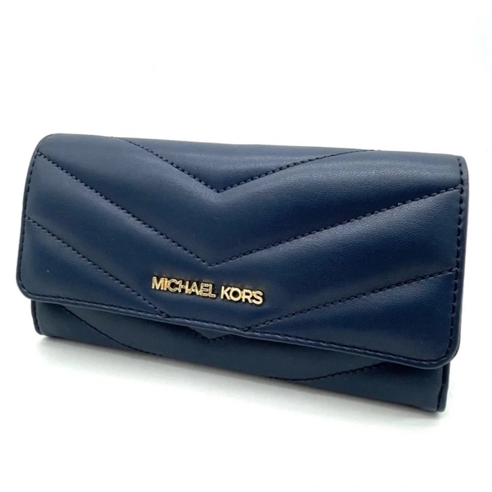 Michael Kors Large Trifold Wallet Navy Blue